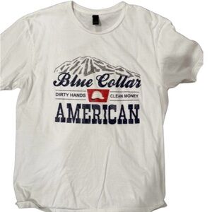 Gildan White Blue Collar Graphic Tee